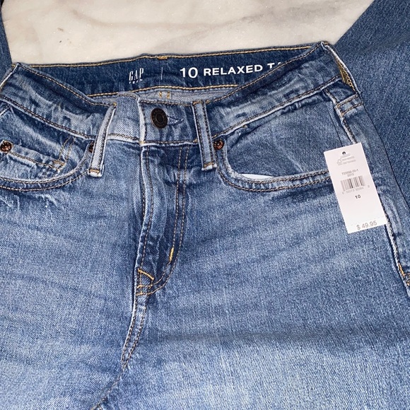 GAP Teen kids Skinny Relaxed Taper Jeans  10 Medium Wash Blue Denim NWT - Picture 2 of 6